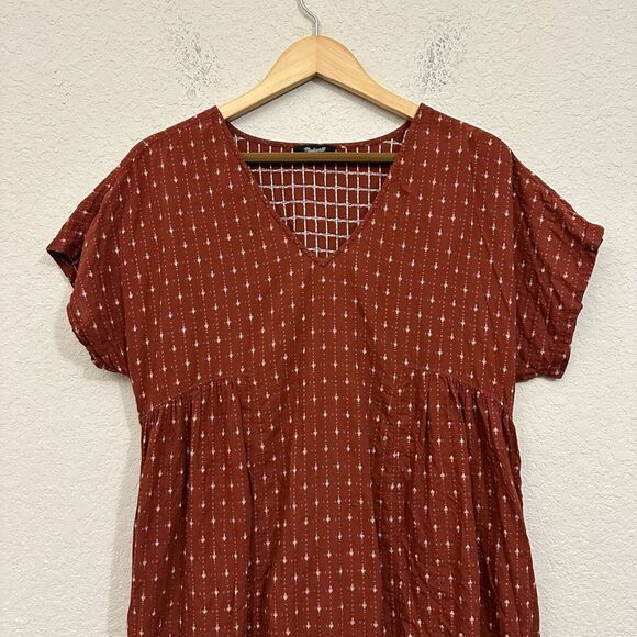 MADEWELL Jacquard Dolman-Sleeve Mini Dress in Dusty Redwood - Picture 4 of 11
